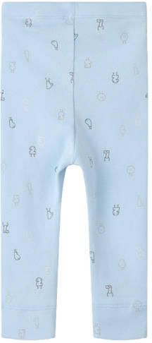 NAME IT BABY katoenen gebreide babybroek met print lichtblauw All over print - Foto 3