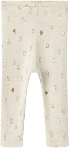 NAME IT BABY katoenen gebreide babybroek met print zand Beige All over print