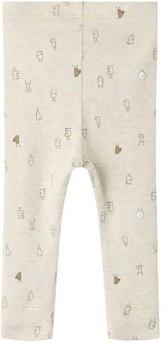 NAME IT BABY katoenen gebreide babybroek met print zand Beige All over print - Foto 3