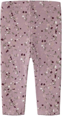 NAME IT BABY katoenen gebreide gebloemde legging lila Paars Bloemen - Foto 3