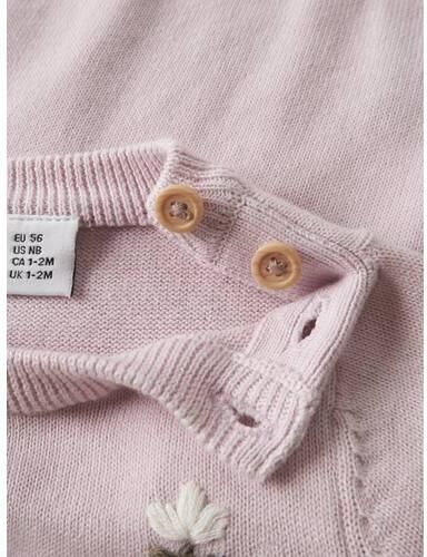 NAME IT BABY katoenen gebreide gebloemde trui met borduursels roze Bloemen - Foto 2