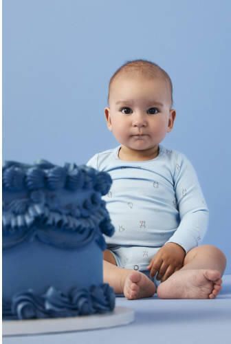NAME IT BABY katoenen gebreide romper met print lichtblauw All over print - Foto 2