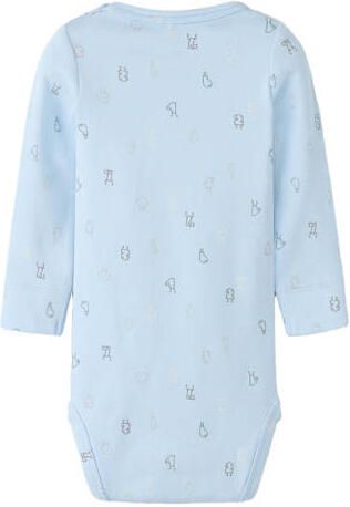 NAME IT BABY katoenen gebreide romper met print lichtblauw All over print - Foto 3