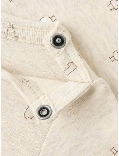 NAME IT BABY katoenen gebreide romper met print zand Beige All over print - Foto 2