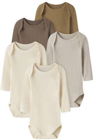 NAME IT BABY katoenen gebreide rompers (set van 5) Ecru Effen