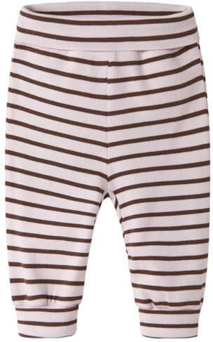 NAME IT BABY katoenen gestreepte babybroek roze bruin Streep