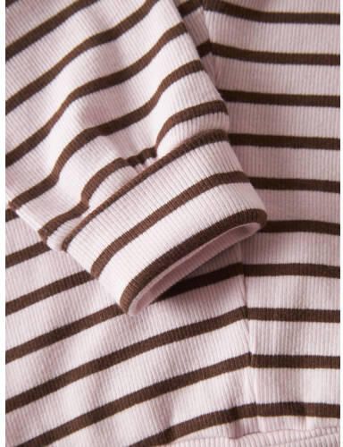 NAME IT BABY katoenen gestreepte babybroek roze bruin Streep - Foto 2