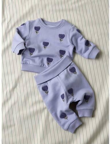 NAME IT BABY katoenen joggingbroek met borduursels en print paars Meisjes Stretchkatoen - Foto 3