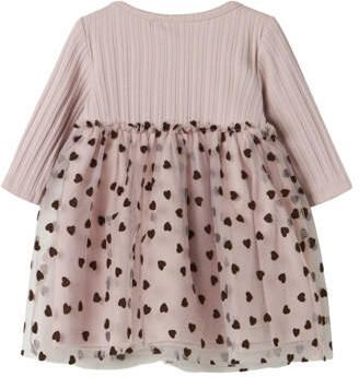 NAME IT BABY katoenen korte A-lijn jurk met hartjes mauve Roze Meisjes Stretchkatoen Ronde hals - Foto 2