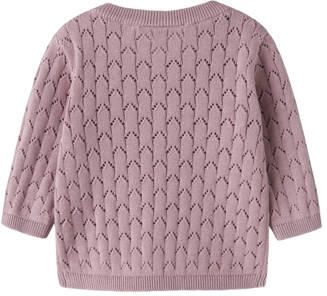 NAME IT BABY katoenen rechtvallend gebreid gebloemd vest met borduursels lila Paars