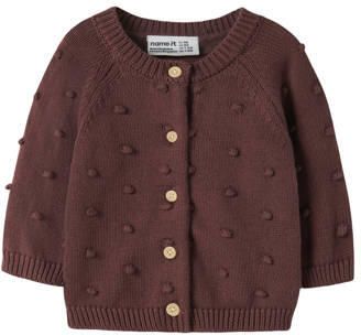 NAME IT BABY katoenen rechtvallend gebreid vest donkerrood Effen