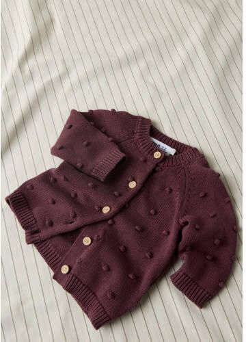 NAME IT BABY katoenen rechtvallend gebreid vest donkerrood Effen - Foto 2