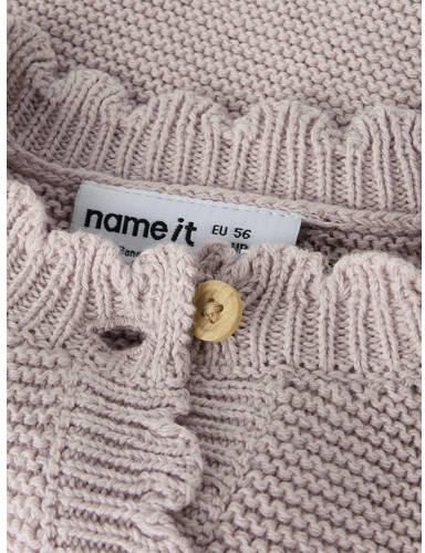NAME IT BABY katoenen rechtvallend gebreid vest lila Paars Effen
