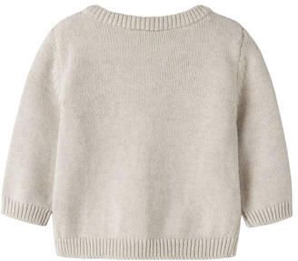 NAME IT BABY katoenen rechtvallend gebreid vest met borduursels ecru - Foto 3