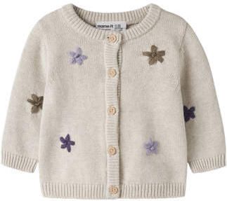 NAME IT BABY katoenen rechtvallend gebreid vest met borduursels ecru