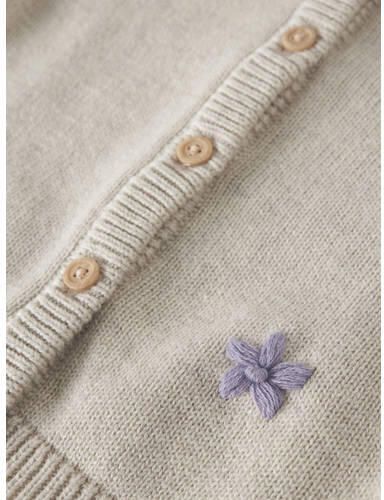 NAME IT BABY katoenen rechtvallend gebreid vest met borduursels ecru - Foto 2