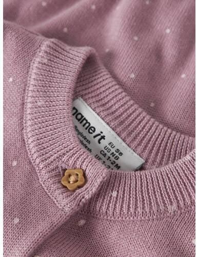 NAME IT BABY katoenen rechtvallend gebreid vest met stippen lila Paars - Foto 2