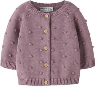 NAME IT BABY katoenen rechtvallend gebreid vest paars Effen