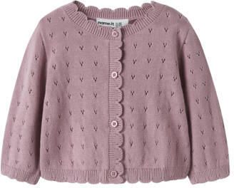 NAME IT BABY katoenen rechtvallend gebreid vest paars Effen