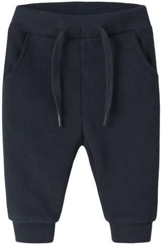 NAME IT BABY katoenen regular fit baby joggingbroek donkerblauw Effen