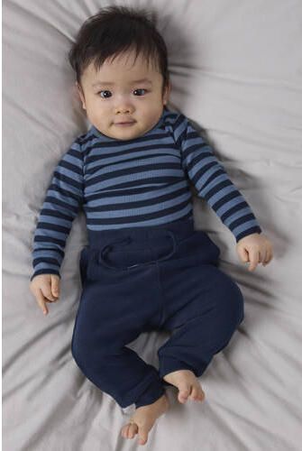 NAME IT BABY katoenen regular fit baby joggingbroek donkerblauw Effen - Foto 3