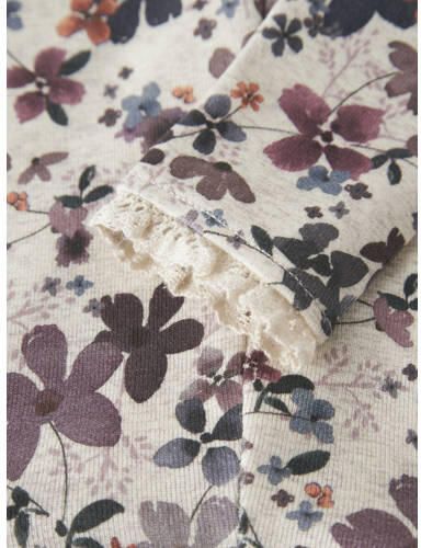 NAME IT BABY katoenen regular fit gebloemde babybroek met ruches beige Meisjes Stretchkatoen - Foto 2