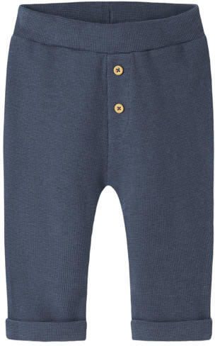 NAME IT BABY katoenen regular fit gebreide babybroek blauw Jongens Stretchkatoen