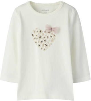 NAME IT BABY katoenen regular fit longsleeve met print wit Printopdruk