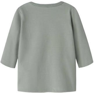 NAME IT BABY katoenen regular fit T-shirt met print lichtkaki Groen Jongens Stretchkatoen Ronde hals - Foto 3