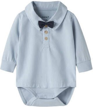 NAME IT BABY katoenen romper lichtblauw Effen