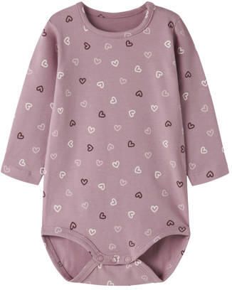 NAME IT BABY katoenen romper met hartjes roze Meisjes Stretchkatoen Ronde hals