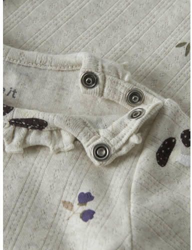 NAME IT BABY katoenen romper met ruches en print beige All over print - Foto 2