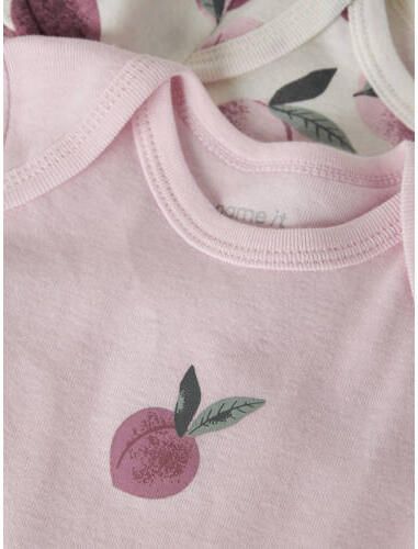 NAME IT BABY katoenen rompers met print (set van 3) Roze All over print - Foto 2