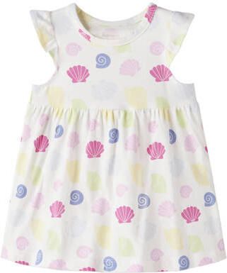 NAME IT BABY korte jurk wit Meisjes Stretchkatoen Ronde hals All over print