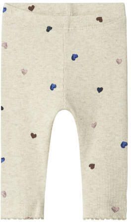 NAME IT BABY legging met hartjes beige Broek Meisjes Stretchkatoen Hartjes
