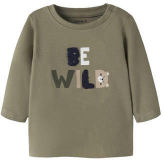 NAME IT BABY longsleeve groen Jongens Stretchkatoen Ronde hals Printopdruk