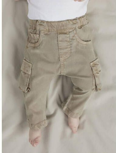 NAME IT BABY loose fit cargo broek groen Ecru Jongens Lyocell Effen - Foto 2