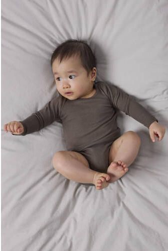 NAME IT BABY modal romper met textuur bruin Stretchkatoen Ronde hals - Foto 3