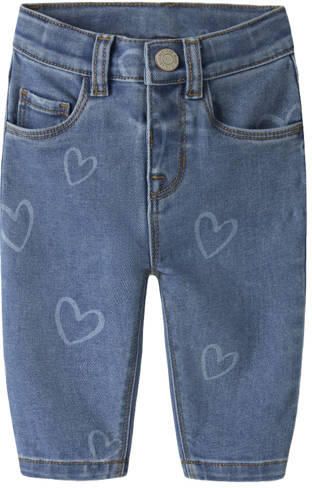 NAME IT BABY NBFROSE mom jeans met hartjes middelblauw Meisjes Denim