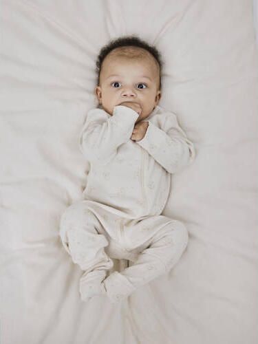 Name it BABY pyjama met all over print beige bruin Katoen Ronde hals 104