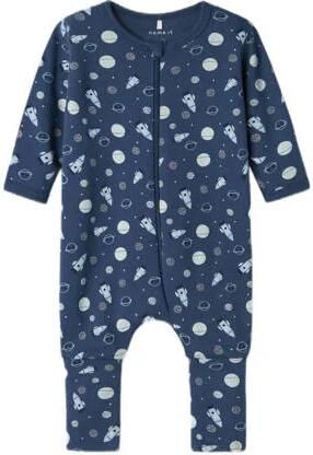 Name It Pyjama NBMNIGHTSUIT 2P ZIP FF DARK SPACE NOOS comfortabele overalls: één effen en één allover bedrukt (set 2-delig) - Foto 3