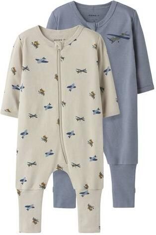 NAME IT BABY pyjama NBMNIGHTSUIT beige blauw (set van 2) Jongens Katoen Ronde hals - Foto 7