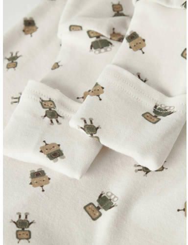 NAME IT BABY pyjama NBMNIGHTSUIT beige groen (set van 2) Jongens Katoen Ronde hals