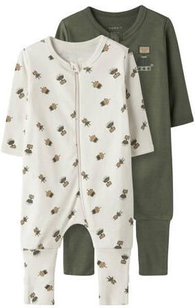 NAME IT BABY pyjama NBMNIGHTSUIT beige groen (set van 2) Jongens Katoen Ronde hals - Foto 3