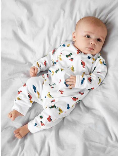Name it BABY pyjama NBMNIGHTSUIT met all over print wit multicolor Onesie Jongens Biologisch katoen V-hals 86