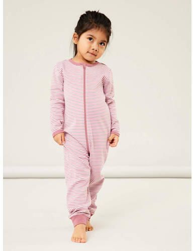 Name it BABY pyjama NBNNIGHTSUIT set van 2 lichtroze wit Onesie Biologisch katoen Ronde hals 104 - Foto 3