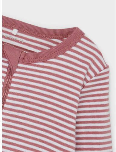 Name it BABY pyjama NBNNIGHTSUIT set van 2 lichtroze wit Onesie Biologisch katoen Ronde hals 104 - Foto 2