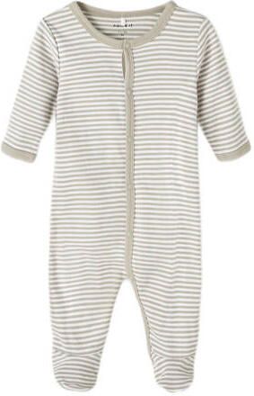 Name it BABY pyjama NBNNIGHTSUIT set van 2 met streepdessin grijsgroen Onesie Biologisch katoen Ronde hals 50 - Foto 3