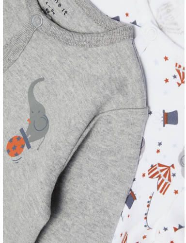 Name it BABY pyjama NBNNIGHTSUIT set van 2 Onesie Grijs Katoen Ronde hals 86 - Foto 3