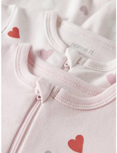 NAME IT BABY pyjama roze lichtroze (set van 2) Meisjes Katoen Ronde hals - Foto 2
